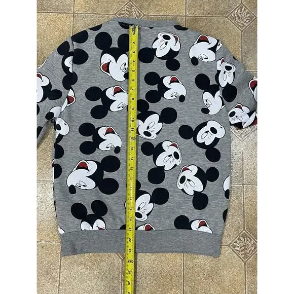 Disney Mickey Mouse Faces Pullover Crewneck Sweatshirt Gray Women’s X-Small 2/4 - Picture 5 of 11
